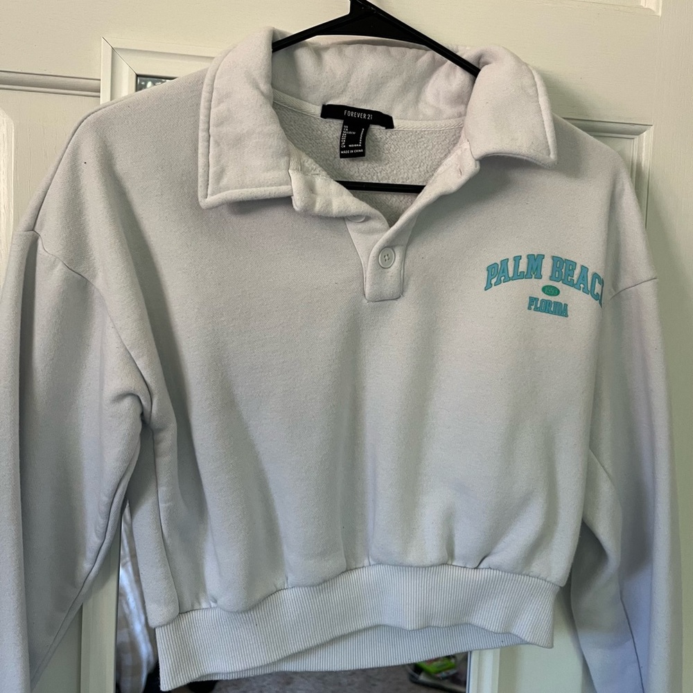 Forever 21 Cropped Collared Sweatshirt “Palm Beach, Florida”